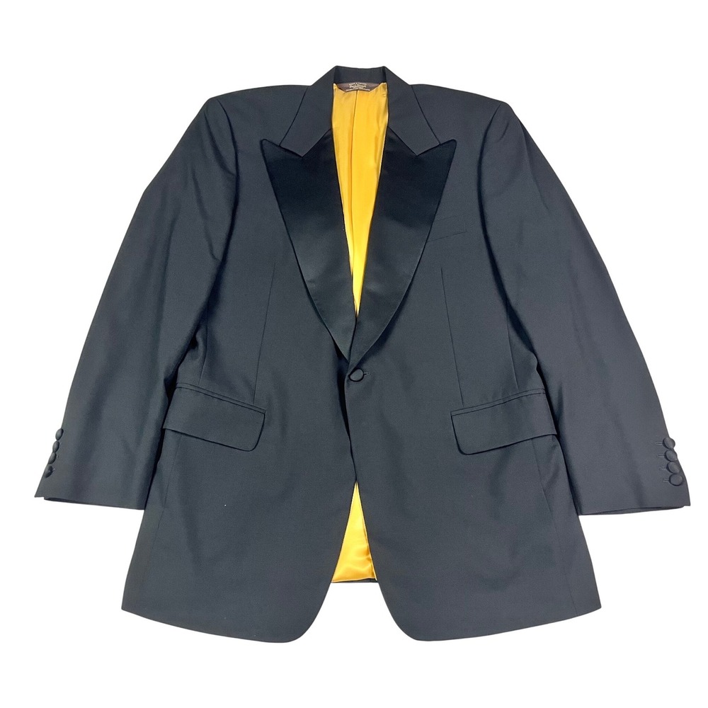 Vintage PAUL STUART 41R Mens Tuxedo Dinner‎ Jacket 100% Wool Black Peak Lapel